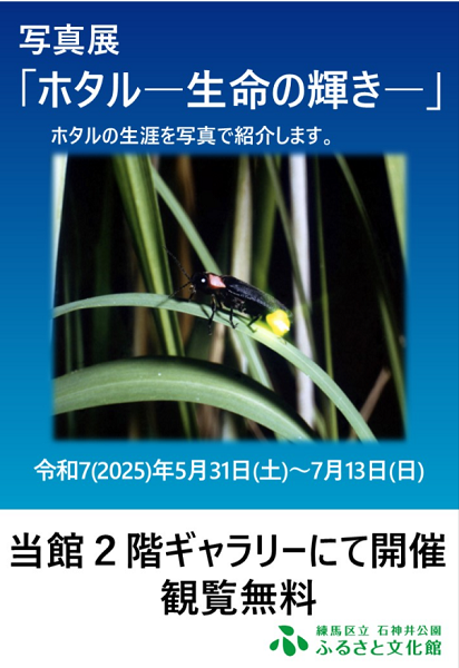 石神井公園ふるさと文化館特別展写真展「ホタル―生命の輝き―」